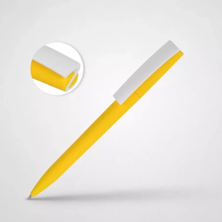Ручка пластиковая soft-touch шариковая Zorro, желтый/белый