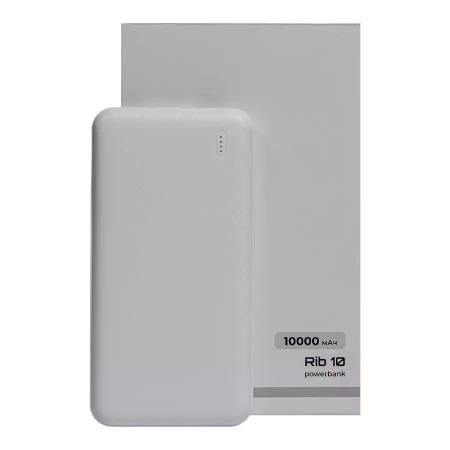 Универсальный аккумулятор Rib 10 (10000 мАч), белый, 13,5х6.8х1,5 см