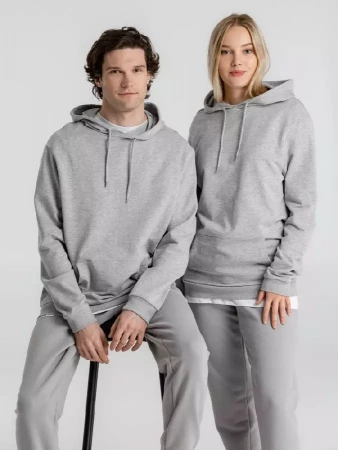 Толстовка с капюшоном унисекс Hoodie, серый меланж, размер L