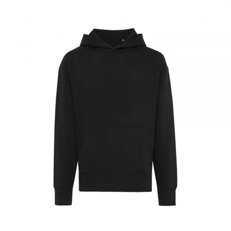 Худи Iqoniq Yoho из переработанного хлопка, свободный крой, унисекс, 340 г/м² (Черный цвет) (размер - M)