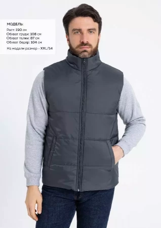 Жилет унисекс STAN утепленный таффета 210T,200, 84, Графит,  (101)  (60-62/5XL)
