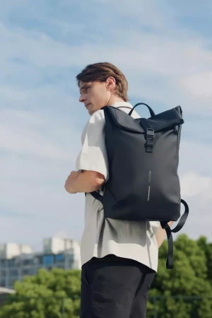 Антикражный водонепроницаемый рюкзак Urban Flap-Top, черный (Серый цвет)