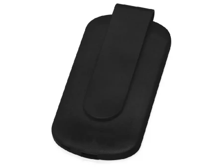 Портативное зарядное устройство Pin на 4000 mAh с большой площадью нанесения и клипом для крепления к одежде или сумке, черный