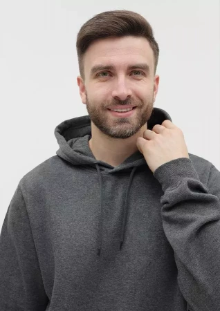 Худи унисекс STAN футер с начёсом 260, 20, Тёмный меланж,  (60/1)  (42/XXS)