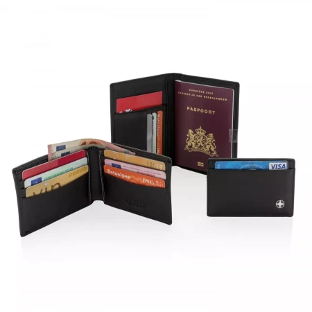 Бумажник Swiss Peak с защитой от сканирования RFID (Черный цвет)