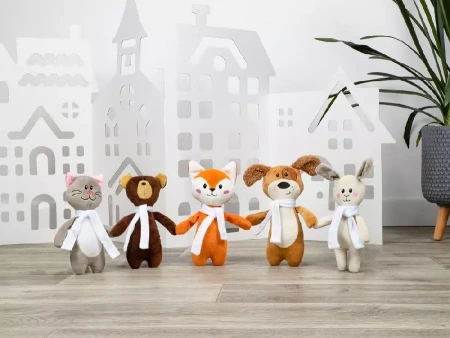 Мягкая игрушка Beastie Toys, котик с белым шарфом