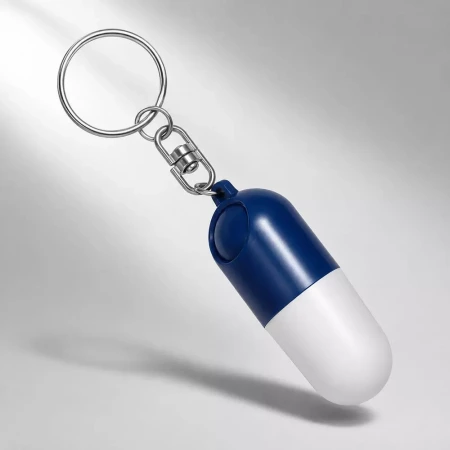 Таблетница в форме брелка Capsule, белый/синий