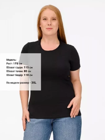 Футболка женская T-bolka Lady, черная, размер XXL