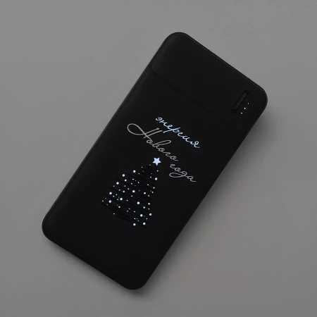 Универсальный аккумулятор Flash 5 (5000 мАч) с подсветкой и soft touch, черный, 9,8х6.3х1,3 см