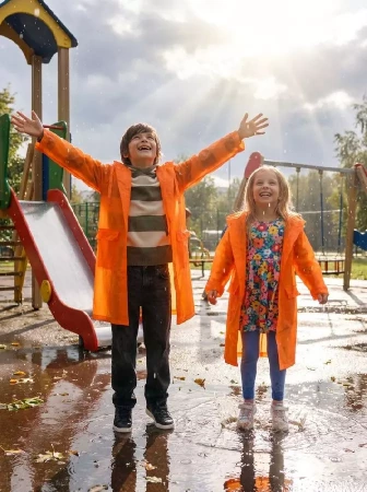 Дождевик детский RainDrop Kids, оранжевый, 8 лет (рост 118-128)