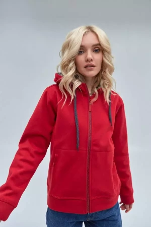 Толстовка женская STAN с капюшоном на молнии сэндвич 320, 19, Красный,  (14)  (42/XS)