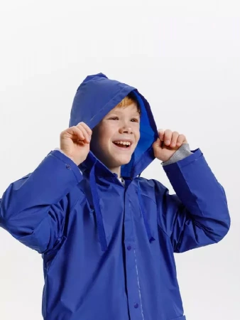 Дождевик детский RainDrop Kids, ярко-синий, 8 лет (рост 118-128)