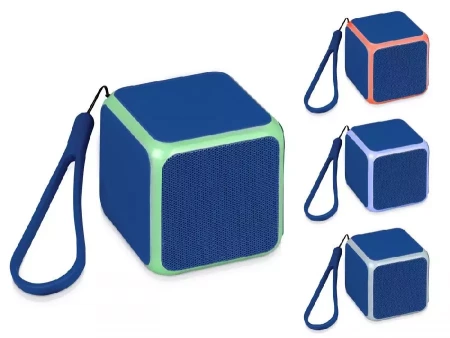 Портативная колонка Cube с подсветкой, синий