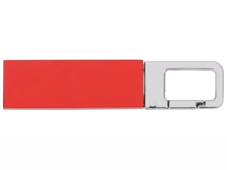 Флеш-карта USB 2.0 16 Gb с карабином Hook, красный/серебристый