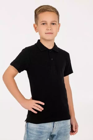 Рубашка поло детская Virma Kids, черная, 6 лет
