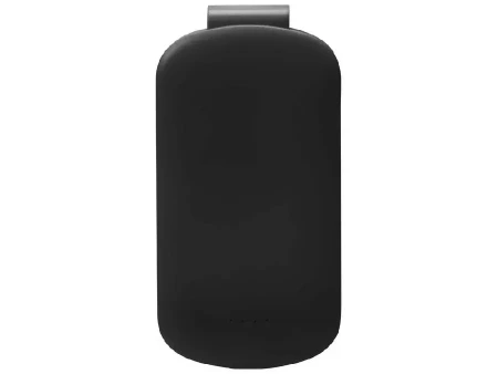 Портативное зарядное устройство Pin на 4000 mAh с большой площадью нанесения и клипом для крепления к одежде или сумке, черный