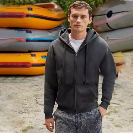 Толстовка "PREMIUM HOODED SWEAT JACKET", ярко-синий_2XL, 70% х/б, 30% п/э, 280 г/м2