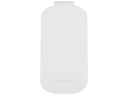 Портативное зарядное устройство Pin на 4000 mAh с большой площадью нанесения и клипом для крепления к одежде или сумке, белый