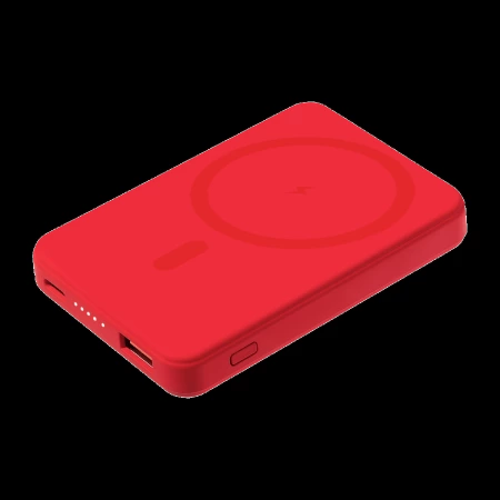 Внешний аккумулятор Ларго PD (Largo PD) 5000mAh с функцией беспроводной зарядки 15W, красный