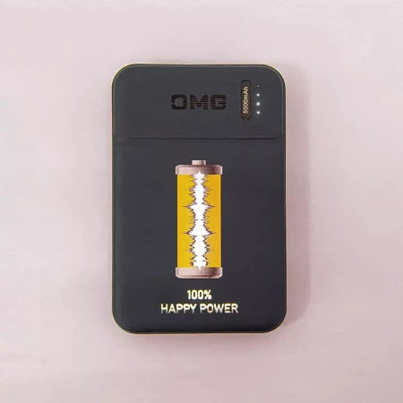Универсальный аккумулятор Flash 5 (5000 мАч) с подсветкой и soft touch, черный, 9,8х6.3х1,3 см