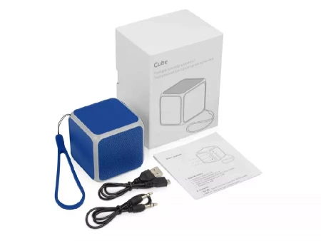 Портативная колонка Cube с подсветкой, синий