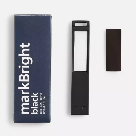 Флешка markBright Black с синей подсветкой, 32 Гб