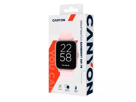 Умные часы CANYON Barberry SW-79, IP 67, BT 5.1, сенсорный дисплей 1.7, розовый