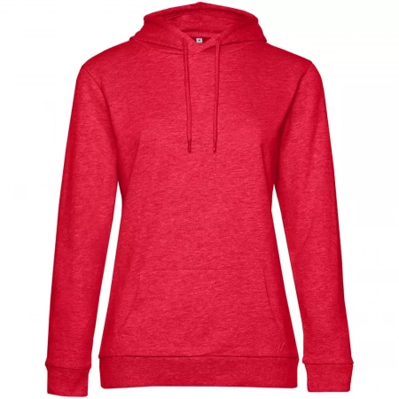 Толстовка с капюшоном женская Hoodie, красный меланж, размер S