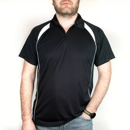 Поло "Palladium", черный с белым_2XL, 100% полиэстер, 140 г/м2
