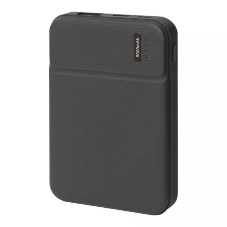 Универсальный аккумулятор Flash 5 (5000 мАч) с подсветкой и soft touch, черный, 9,8х6.3х1,3 см