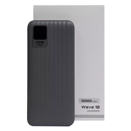 Универсальный аккумулятор Wave 10 (10000 мАч), серый, 14,9х6.7х1,6 см