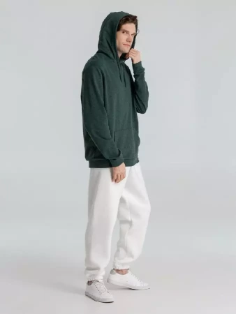 Толстовка с капюшоном унисекс Hoodie, темно-зеленый меланж, размер XS