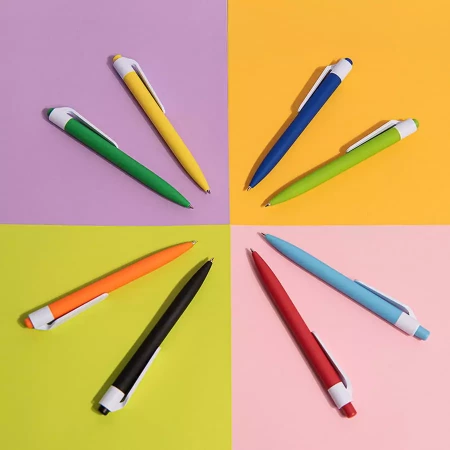 Ручка шариковая N16 soft touch, желтый, пластик, цвет чернил синий