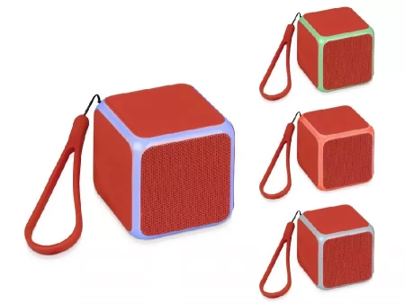 Портативная колонка Cube с подсветкой, красный