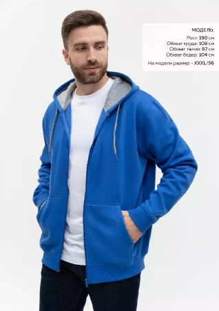 Толстовка мужская STAN с капюшоном на молнии футер с начёсом 280, 17, Синий,  (16/1)  (54/XXL)