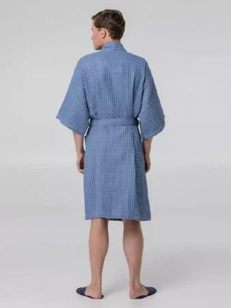 Халат вафельный мужской Boho Kimono, синий, размер XL (52-54)
