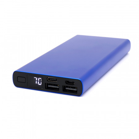 Внешний аккумулятор Höginn в металлическом корпусе, 10000mAh, синий.